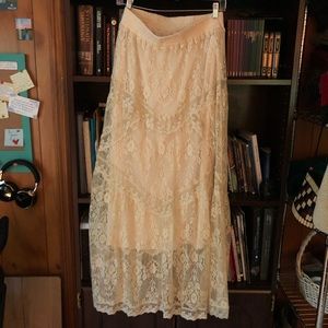 Vintage, white lace maxi skirt